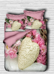 Voodipesukomplekt Mijolnir 178PRL2026, valge v./roosa v., 50 x 70 cm, 200 x 220 cm