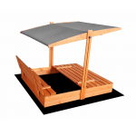 Liivakast, 140 x 140 cm, kaanega, pruun v./hall v.