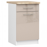 Alumine k&ouml;&ouml;gikapp Akord Furniture Factory Oliwia S50 SZ1, valge v./hele pruun v., 46 cm x 50 cm x 85 cm