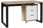 Kirjutuslaud sahtlitega ADRK Maro I, 135 cm x 65 cm, 75.2 cm, tamm v./valge v./must v.
