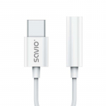 Adapter Savio AK-51 USB Type-C Male, 3.5 mm Female, 0.11 m, valge