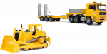 Autode komplektid Bruder Man TGA Low Loader & Cat Bulldozer, 1:16, kollane v.