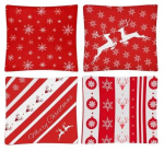 J&otilde;ulu dekoratiivne padjakate Ruhhy 24827, valge v./punane v., 45 cm x 45 cm, 4 tk