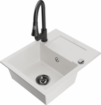 K&ouml;&ouml;givalamu koos kraaniga Mexen Enzo, vaik/graniit, 57.6 cm x 46.5 cm x 17.4 cm, valge