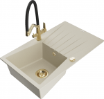 K&ouml;&ouml;givalamu koos kraaniga Mexen Cesar, graniit, 77.5 cm x 47 cm x 20 cm, beige+black/gold