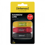 USB m&auml;lupulk Intenso Rainbow Line, mitmev&auml;rviline, 32 GB