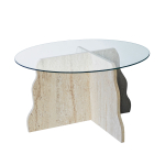 Kohvilaud Kalune Design Butterfly, l&auml;bipaistev v./travertine v., 75 cm x 75 cm x 40 cm