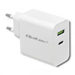 Telefoni laadija Qoltec, USB/USB Type-C, valge v., 42 W