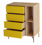 Kummut Kalune Design Yumi 811MDD4129, tamm v./kollane v., 86 cm x 40 cm x 70 cm