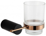 Vannitoa klaas ja hoidik Mexen Aron, must/roosa kuld, 12 cm x 11 cm x 11.5 cm