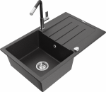 K&ouml;&ouml;givalamu koos kraaniga Mexen Bruno, graniit, 79 cm x 49 cm x 20 cm, h&otilde;be/must/hall