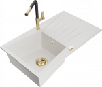 K&ouml;&ouml;givalamu koos kraaniga Mexen Cesar Flora, graniit, 77.5 cm x 47 cm x 20 cm, kuldne/valge