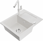 K&ouml;&ouml;givalamu koos kraaniga Mexen Enzo, vaik/graniit, 57.6 cm x 46.5 cm x 17.4 cm, valge