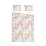 Voodipesukomplekt Domoletti Geometric, valge v./helesinine v./pruunikas v., 50 x 70 cm, 200 x 220 cm, 3 os.