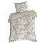 Voodipesukomplekt Freesia PTF-139, valge v./roosa v., 70 x 80 cm, 140 x 200 cm, 2 os.