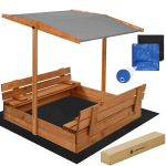 Katusega liivakast Springos SB120RSET, 120 x 120 cm, kaanega, pruun v.