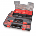 T&ouml;&ouml;riistakast, 28.7 cm x 18.6 cm x 5 cm, must v./punane v.