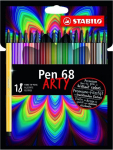 Vildikad Stabilo Pen 68 Arty, &uuml;hepoolsed, 18 tk