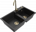 K&ouml;&ouml;givalamu Mexen Tomas, graniit, 80 cm x 50 cm x 19 cm, kuldne/h&otilde;be/must