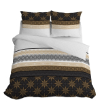 Voodipesukomplekt POK-278, valge/must/hall, 200 x 220 cm