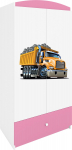 Laste riidekapp Kocot Kids Babydreams Truck, valge v./roosa v., 90 cm x 52 cm x 175.5 cm