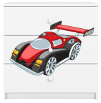 Laste kummut Kocot Kids Babydreams Racing Car, valge v., 41 cm x 80 cm x 80.5 cm
