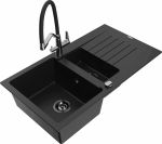 K&ouml;&ouml;givalamu koos kraaniga Mexen Matias Duo, graniit, 90 cm x 50.5 cm x 20 cm, must/kroom