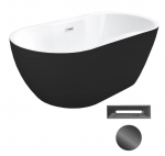 Vann, teisaldatav Besco Navia Black&White, 150 cm x 80 cm x 60 cm, ovaalne, valge/must