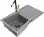 K&ouml;&ouml;givalamu koos kraaniga Mexen Cesar, graniit, 77.5 cm x 47 cm x 20 cm, grey+black/gold