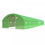 Akendega kaarjas kasvuhoone, pol&uuml;et&uuml;leen, 10 x 4 m, roheline v.