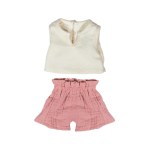 Riiete komplekt nukule Miniland Warm Weather Shirt & Shorts, valge v./roosa v.
