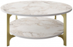 Kohvilaud Kalune Design Versy, kuldne v./valge v., 90 cm x 90 cm x 36.8 cm