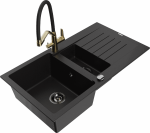 K&ouml;&ouml;givalamu koos kraaniga Mexen Matias Duo, graniit, 90 cm x 50.5 cm x 20 cm, must/kollane
