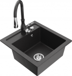 K&ouml;&ouml;givalamu koos kraaniga Mexen Vito, vaik/graniit, 49 cm x 52 cm x 21 cm, graniit