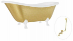 Vann, teisaldatav Besco Otylia Glam, 170 cm x 77 cm x 68.5 cm, ovaalne, kuldne/valge