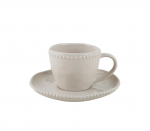 Tass alustassiga Domoletti Pearl Blush, kreemjasvalge, 0.180 l