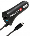 Auto laadija Swissten, USB/USB-C, must