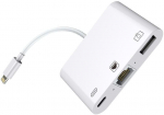 Adapter MicroConnect Lightning - Lightning/RJ-45/USB Lightning male, Lightning/RJ-45/USB - female, valge