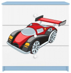 Laste kummut Kocot Kids Babydreams Racing Car, sinine v./valge v., 41 cm x 80 cm x 80.5 cm