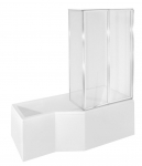 Vann seinaga, teisaldatav Besco Integra, 75 cm x 150 cm x 55.5 cm, parempoolne, valge