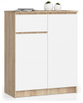 Kummut Akord K80, valge v./sonoma tamm v., 99 cm x 40 cm x 80 cm