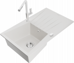 K&ouml;&ouml;givalamu koos kraaniga Mexen Cesar Flora, graniit, 77.5 cm x 47 cm x 20 cm, valge/kroom