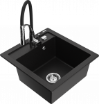 K&ouml;&ouml;givalamu koos kraaniga Mexen Vito Aster, vaik/graniit, 52 cm x 49 cm x 21 cm, h&otilde;be/must