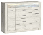 Kummut Indianapolis I7, valge v., 104 cm x 42 cm x 137 cm