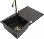 K&ouml;&ouml;givalamu koos kraaniga Mexen Cesar, graniit, 77 cm x 47 cm x 20 cm, kuldne/must