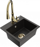 K&ouml;&ouml;givalamu koos kraaniga Mexen Milo, vaik/graniit, 43.5 cm x 41 cm x 17.1 cm, kuldne/must