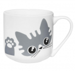 Tass Ambition Kitty Grey, valge/hall, 0.44 l