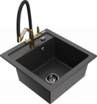 K&ouml;&ouml;givalamu koos kraaniga Mexen Vito, graniit, 52 cm x 49 cm x 21 cm, kuldne/must