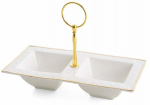 Serveerimiskauss Olivia 01, 23 cm x 13 cm x 16 cm, kuldne v./valge v., keraamiline