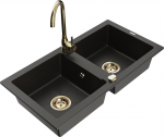 K&ouml;&ouml;givalamu koos kraaniga Mexen Mario, graniit, 82 cm x 43.6 cm x 16.1 cm, metallic black/gold+gold